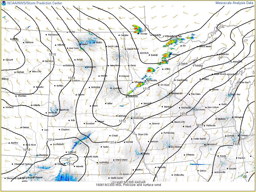 Environment - PMSL, wind and radar 23z