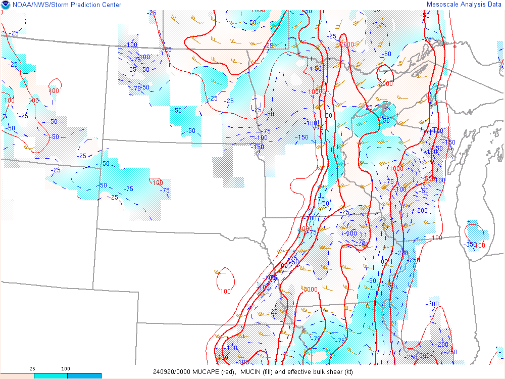 Surface MUCAPE and Bulk Shear 00 UTC September 20