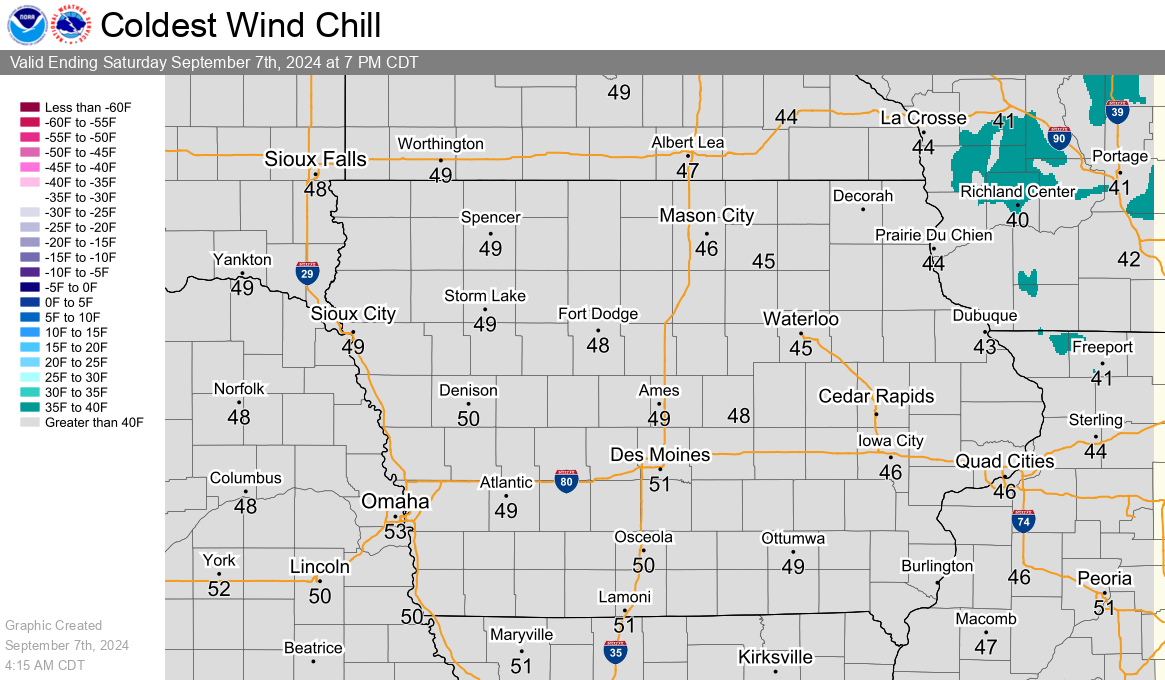 Tomorrow's Coldest Wind Chills