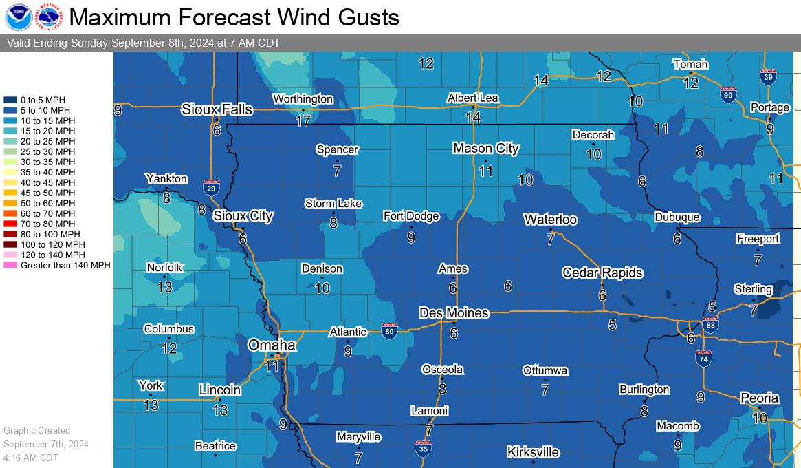 Tomorrow Night's Highest Wind Gusts