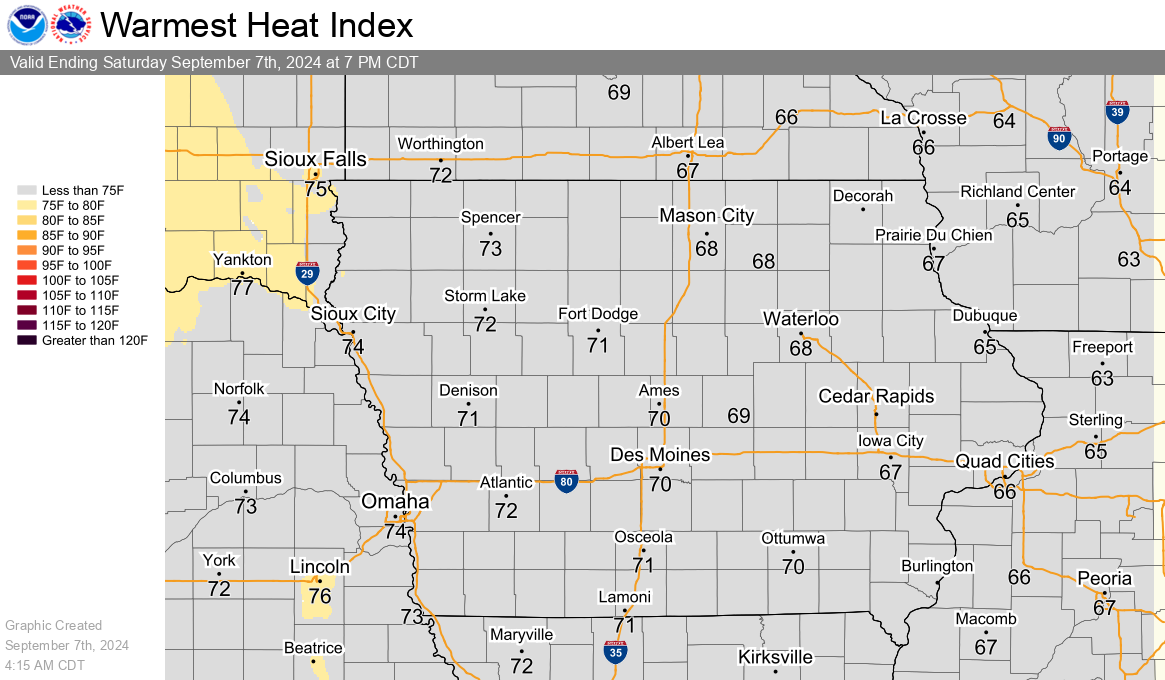 Tomorrow's Warmest Heat Index