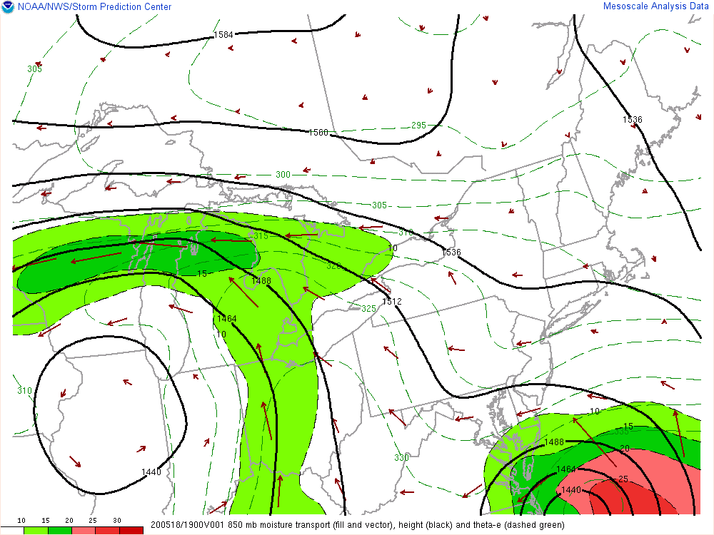 850 hPa moisture propagation