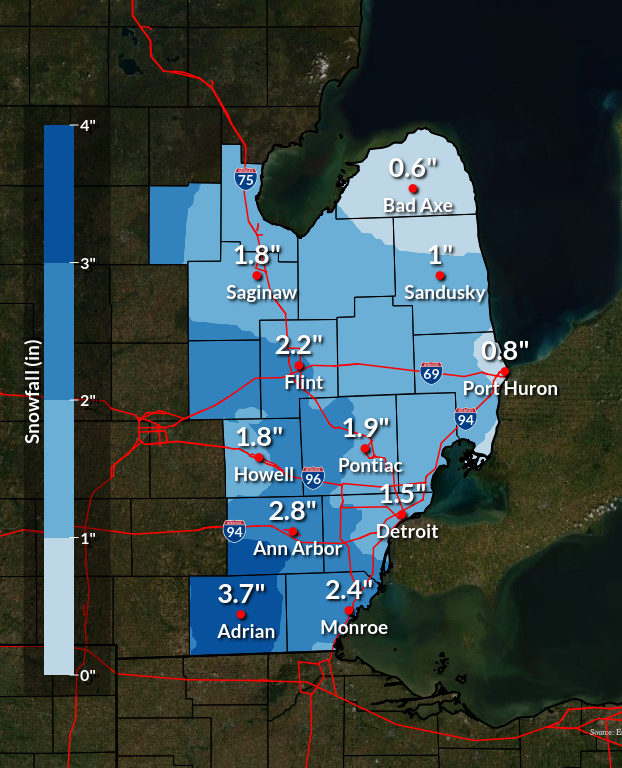 November 29-30, 2021 Snow Accumulation Map