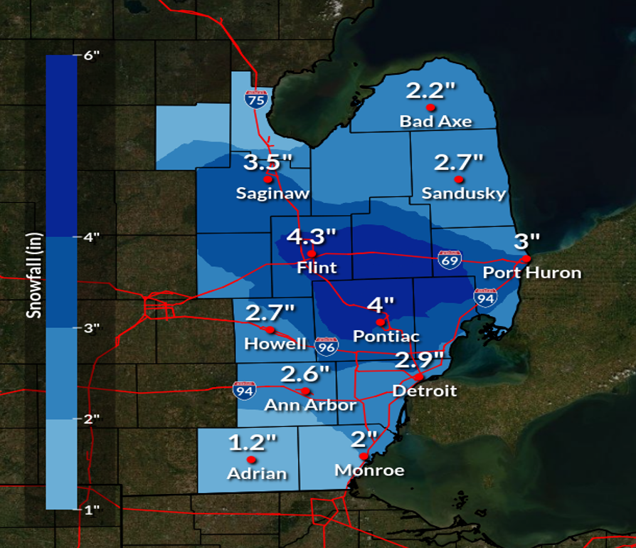 January 24, 2022 Snow Accumulation Map