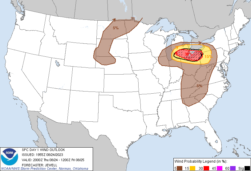 SPC Damaging Wind Outlook