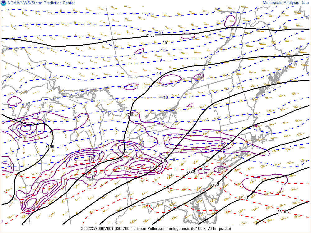 Figure 6: SPC 850-700mb Fgen Valid Feb 22 2023 23UTC