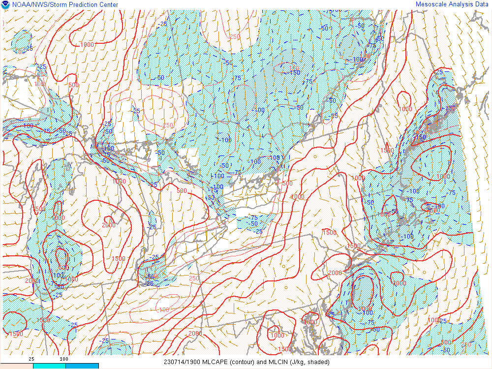 Mixed-Layer CAPE July 14 2023 19z