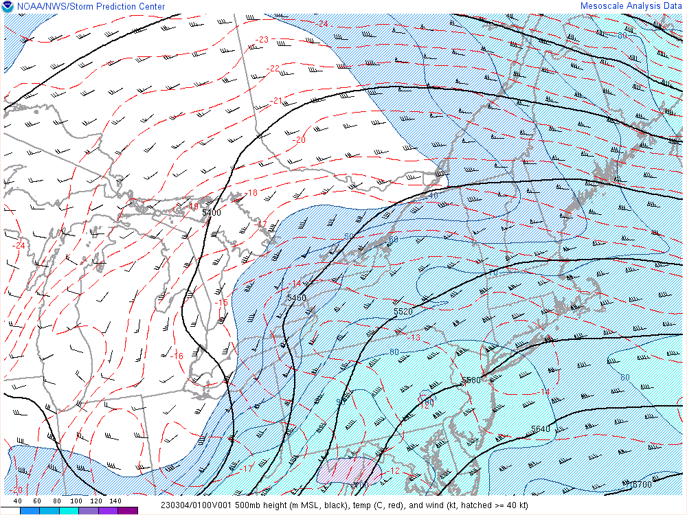 Figure 4: SPC Mesoanalysis 500mb Map Valid Mar 4 2023 01UTC