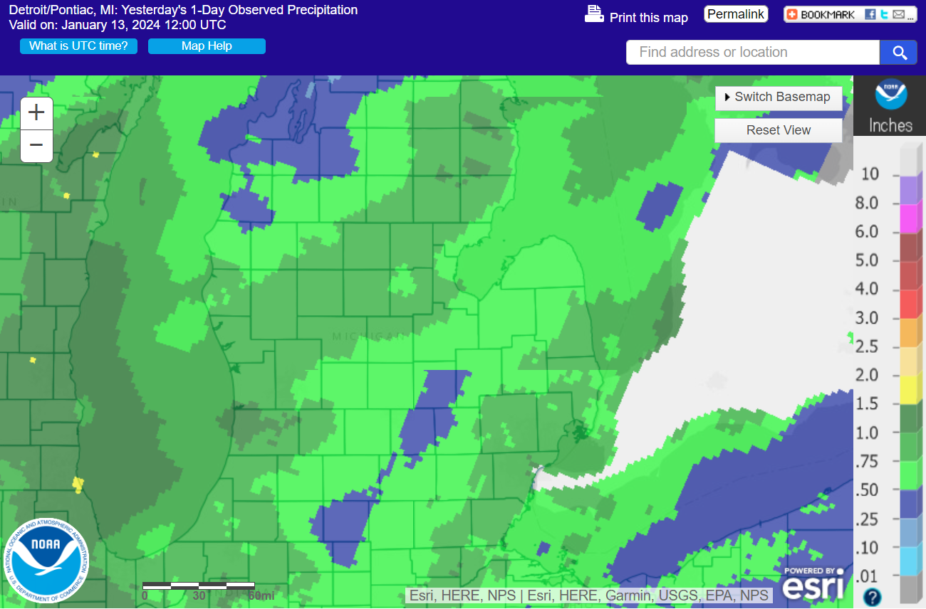 Figure 8: NOHRSC 24 Hour Scaled Snow Precipitation (Liquid Equivalent) Valid Mar 4 2023 06UTC