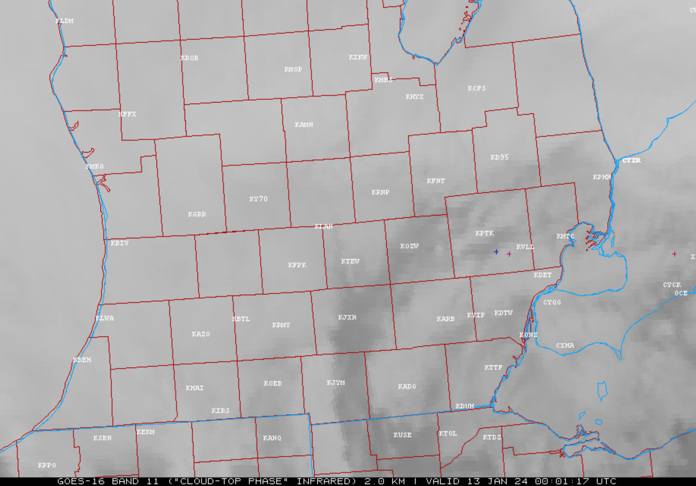 Figure 6: NLDN 1 Hour Cloud-to-Ground Lightning Plot Valid Mar 4 2023 01UTC