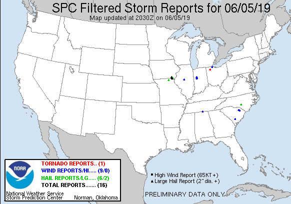 SPC Storm Reports 5/24/2019