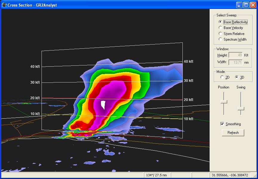 cross section of the storm