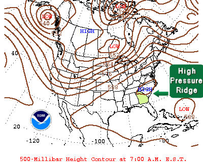 [ Upper air pattern producing hot weather ]