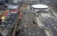 [ Roof damage at the World Congress Center. ]