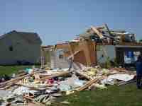 [ Home nearly demolished in Clayton County. ]