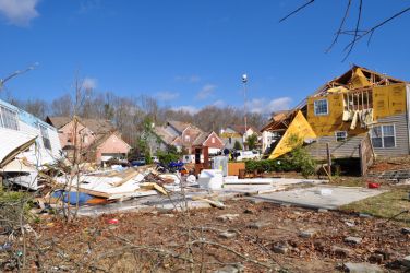 [ View from the back of collapsed home  ]