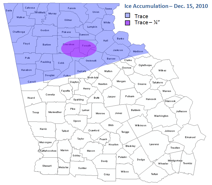 [ Ice amounts across north Georgia. ]