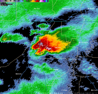 [ Reflectivity image of Dade Tornado (7:50 PM). ]