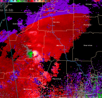 [ Storm Relative Velocity of Floyd Tornado. ]