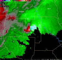 [ Storm Relative Velocity of Lamar Tornado. ]