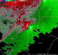 [ Storm Relative Velocity of Meriwether Tornado. ]