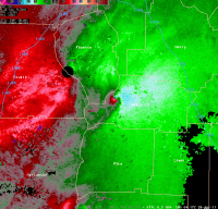 [ Storm Relative Velocity of Spalding county tornado ]