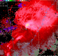 [ Storm Relative Velocity of Troup Tornado. ]