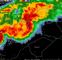 [ Reflectivity image of Warren Tornado. ]