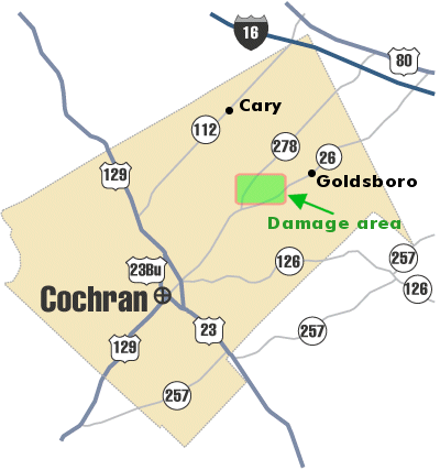 [ damage area in Bleckely County ]