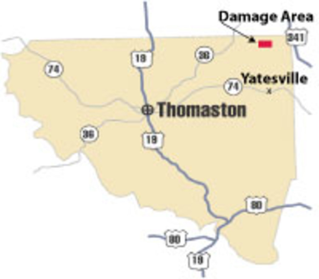 [ location of damage in Upson County ]