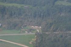 [Two mobile homes destroyed in Carroll Co. near Roopville.  Home on left was completely obliterated.  Home on right was rolled.  (Carroll County EMA photo.) ]