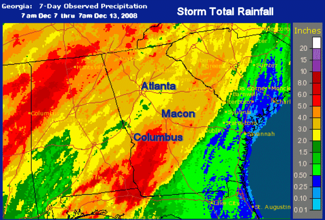 [ storm total rainfall map for Georgia ]