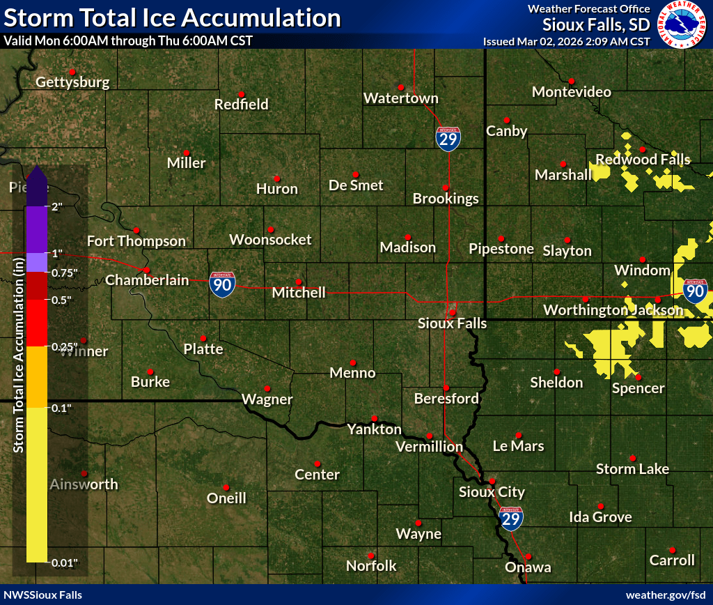 Expected Ice Accumulation - Official NWS Forecast