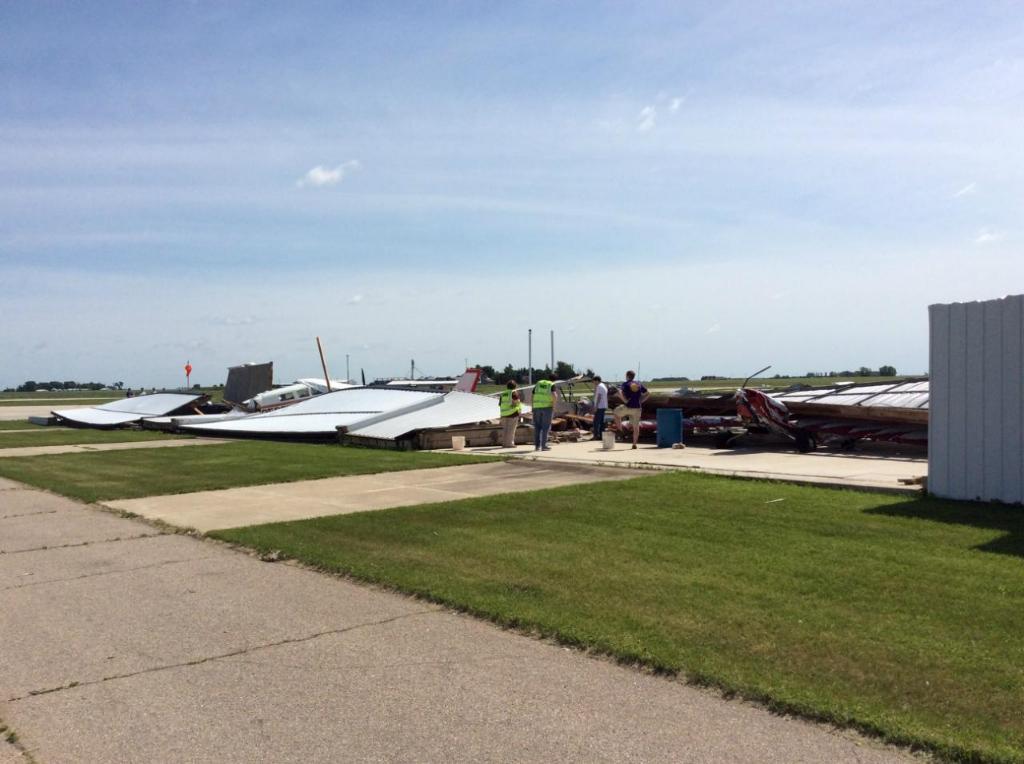 Destroyed hangar at Sheldon airport