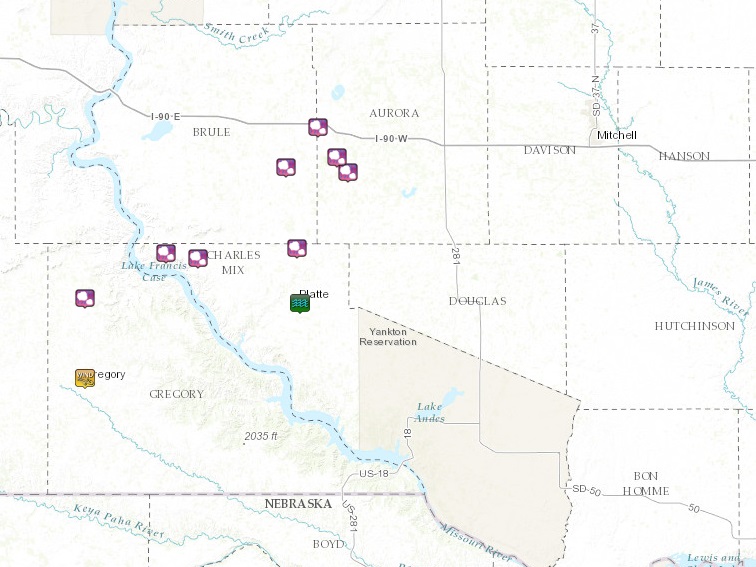 Map of storm reports from the evening of May 22, 2016