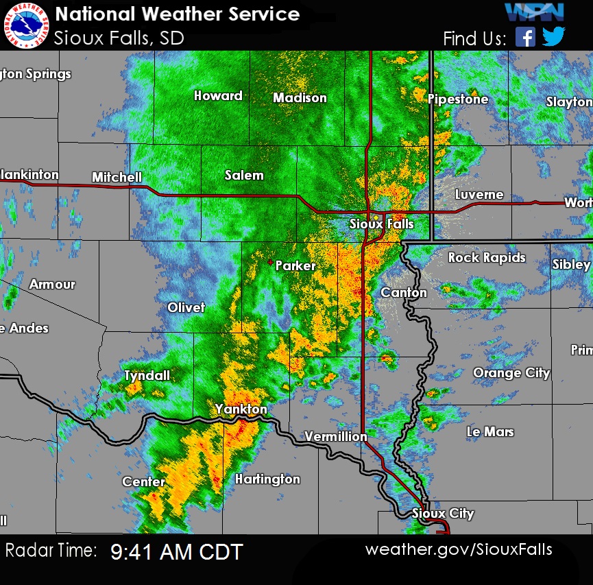 Radar image from 9:41 am CDT