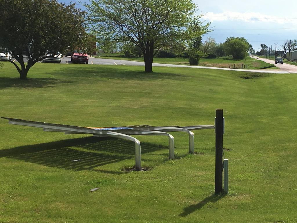 Sign blown down by 80 mph winds in Armour, SD