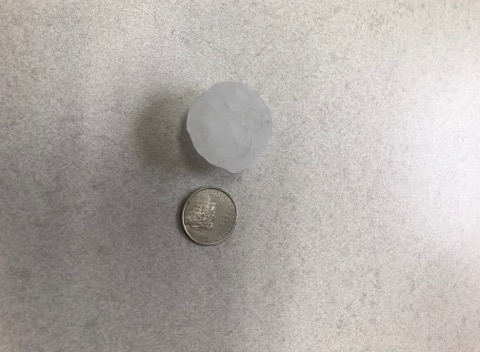 Large hail near Spencer, IA. Photo courtesy of Steve Grimmius.