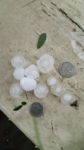 Hailstones from severe storm in Spencer, IA. Photo courtesy of Mark Stover.