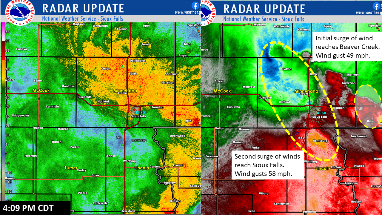 Radar images from 409 PM CDT