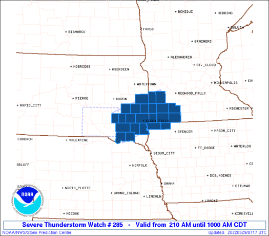 Severe Thunderstorm Watch 285 (Morning of 29th)