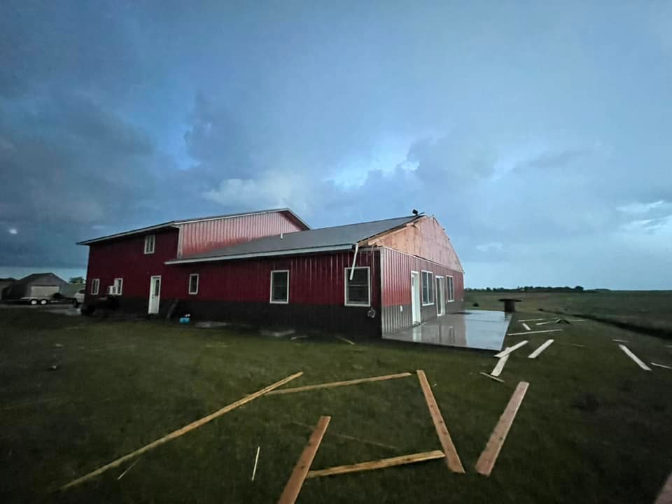 Metal building damage near Edgerton, MN