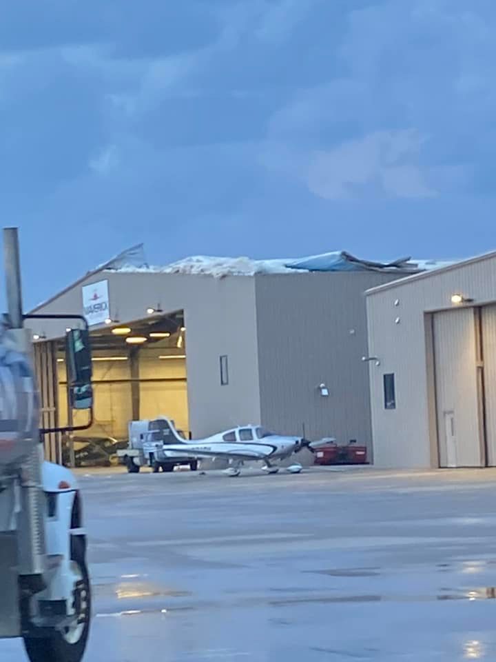 Damage to hanger at the Sioux Falls airport.