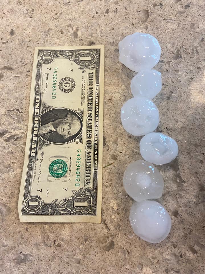 Large hail south of Volga, SD