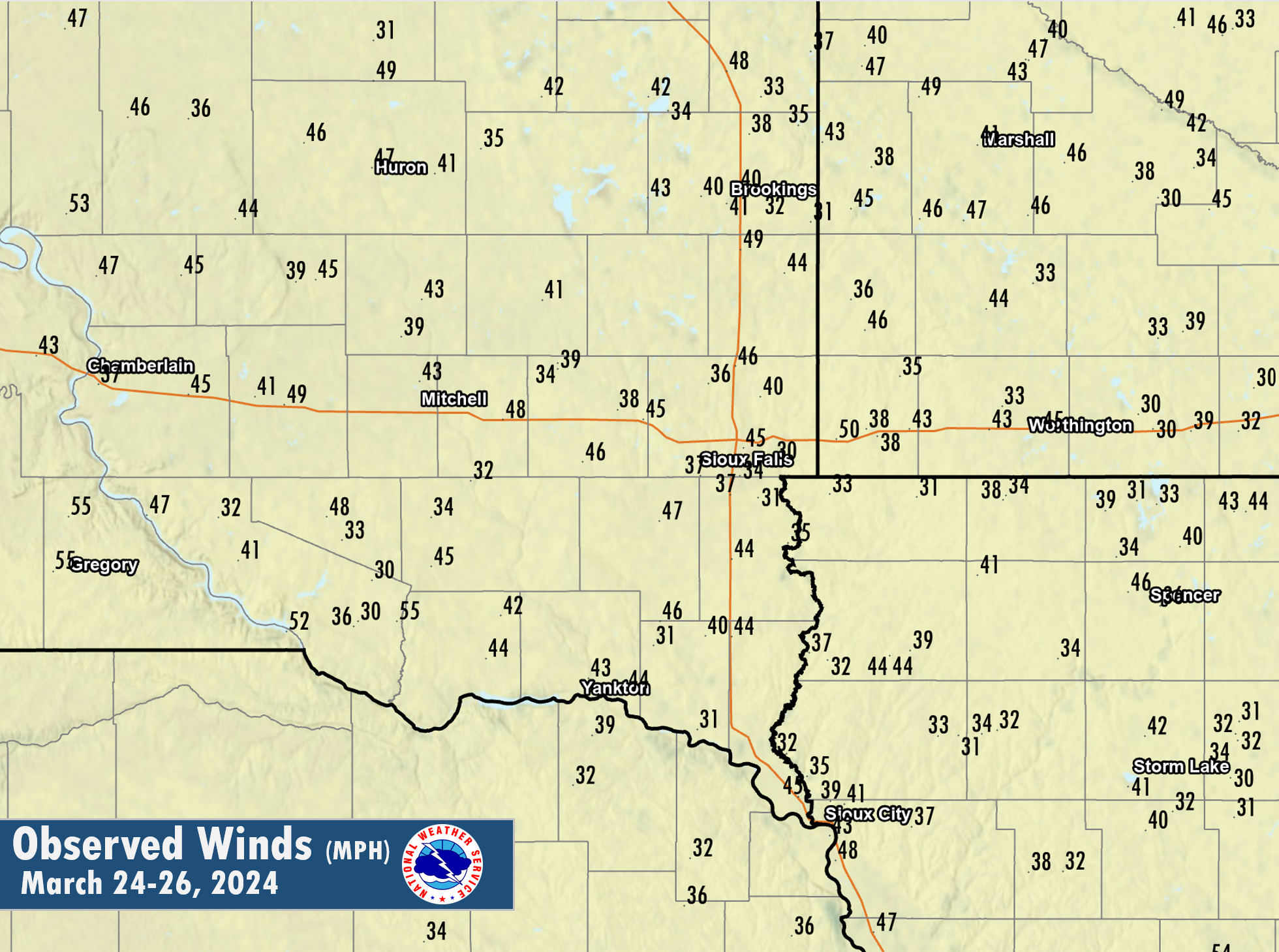 Regional Wind Gust Map