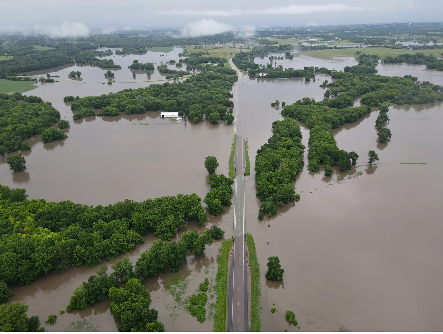 Aerial photo of flooding near Brandon South Dakota