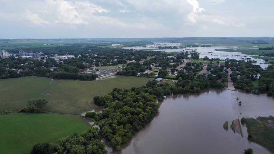 Aerial photo of flooding along Beaver Creek near Canton SD