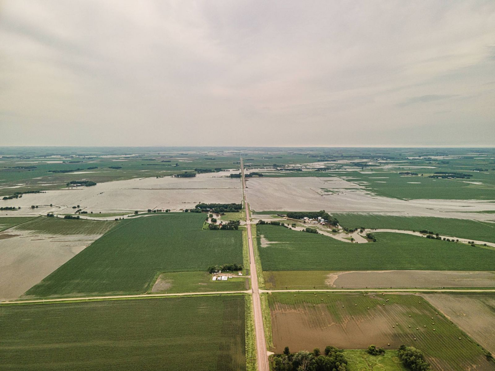 Aerial photo of flooding along the Vermillion River near Davis SD