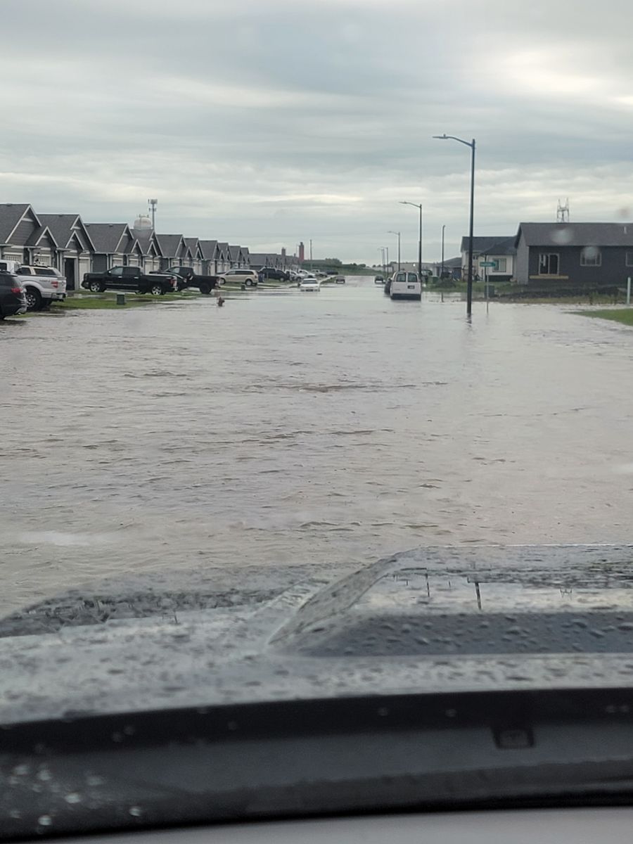 Photo of a flooded street on the north side of Harrisburg SD