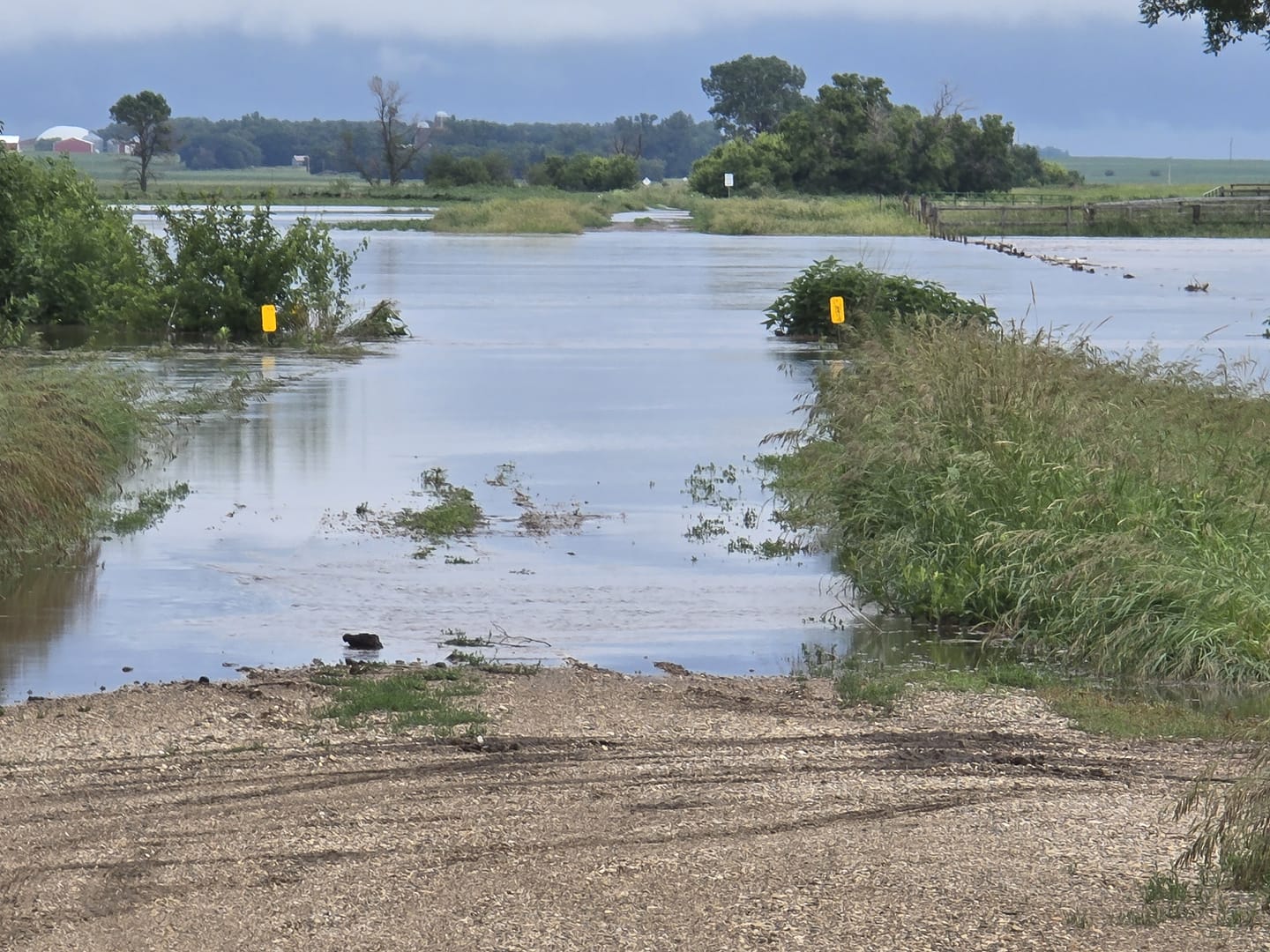 Photo of a flooded gravel road near Hurley South Dakota